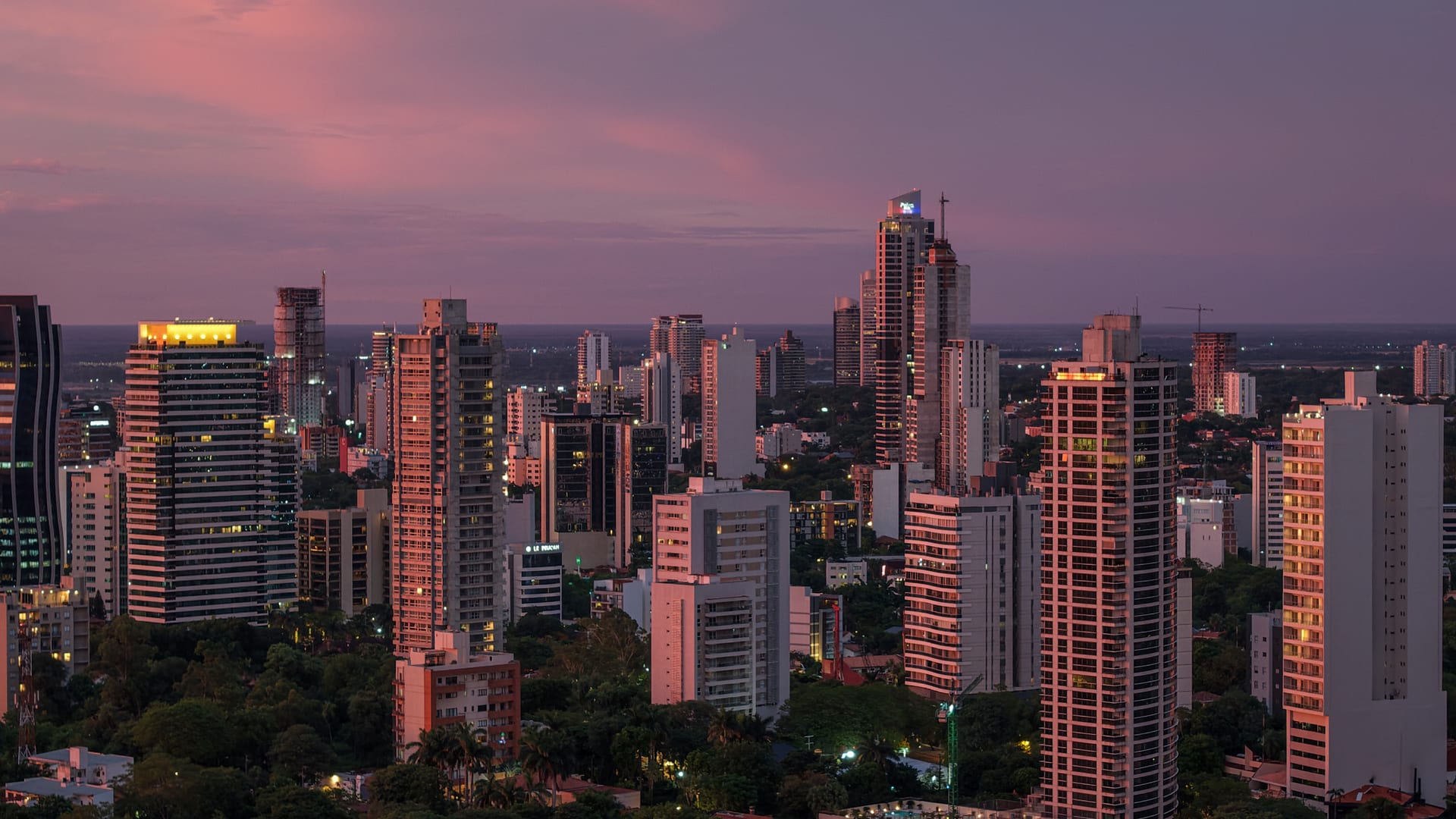 The Asunción skyline at dusk